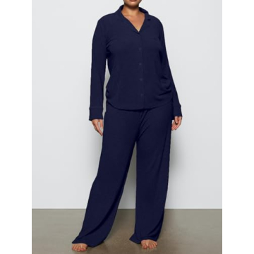 AnotherChill Women's Luxurious Pajama Set in Navy Blue