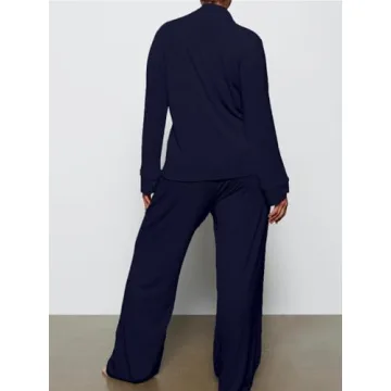 AnotherChill Women's Luxurious Pajama Set in Navy Blue