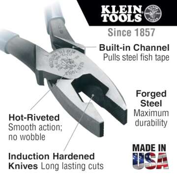 Klein Tools J2000-9NETP 9-Inch Journeyman Wire Pulling Pliers Heavy Duty Side Cutting
