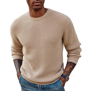 PJ PAUL JONES Mens Waffle Pullover Sweater - Stylish Comfort