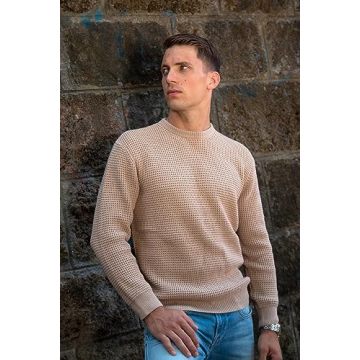 PJ PAUL JONES Mens Waffle Pullover Sweater - Stylish Comfort