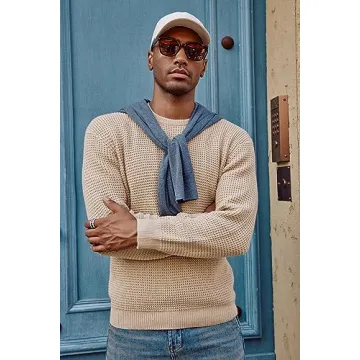 PJ PAUL JONES Mens Waffle Pullover Sweater - Stylish Comfort