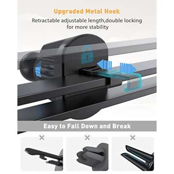 Car Phone Holder Mount, Phone Mount for Car Vent with Metal Hook Clip, Air Vent Car Mount for iPhone...