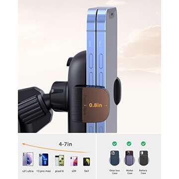Car Phone Holder Mount, Phone Mount for Car Vent with Metal Hook Clip, Air Vent Car Mount for iPhone 14 13 12 11 8 Plus Pro Max Mini XS XR X Pixel 7 6 5 4 Samsung S23 S22 S21 S10 Ultra Smart Phones