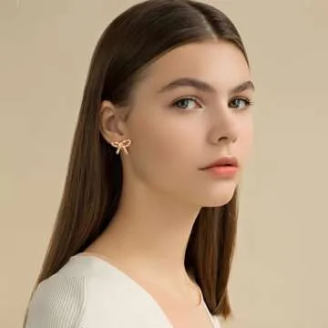 MUYAN Gold Bow Stud Earrings - Chic Holiday Gift