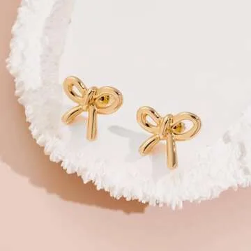 MUYAN Gold Bow Stud Earrings - Chic Holiday Gift