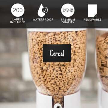 200 Chalkboard Labels for Storage Bins, Removable Black Stickers with Chalk Marker, Pantry Containers and Storage Bin Organization