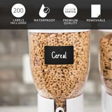 200 Chalkboard Labels for Storage Bins, Removable Black Stickers with Chalk Marker, Pantry Containers and Storage Bin Organization