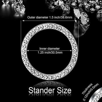 8 Pack Bling Crystal-Rhinestone Car Accessory Rings