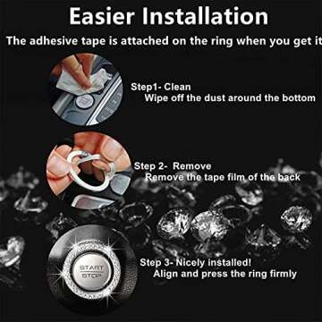 8 Pack Bling Crystal-Rhinestone Car Accessory Rings