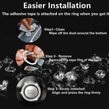 8 Pack Bling Crystal-Rhinestone Car Accessory Rings