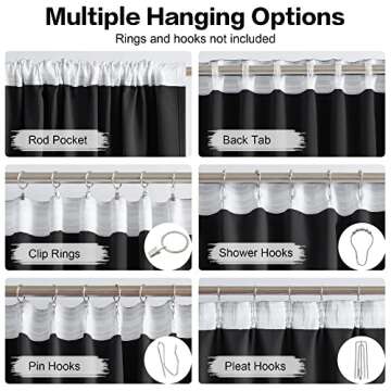 DUALIFE 102-Inch Blackout Curtains - Room Darkening Panels