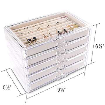 Frebeauty 5 Layer Acrylic Jewelry Box for Women