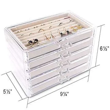 Frebeauty 5 Layer Acrylic Jewelry Box for Women