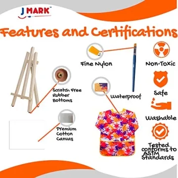 J MARK Kids Paint Set – Safe Acrylic Paints with Easel & Canvas