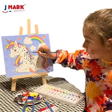 J MARK Kids Paint Set – Safe Acrylic Paints with Easel & Canvas