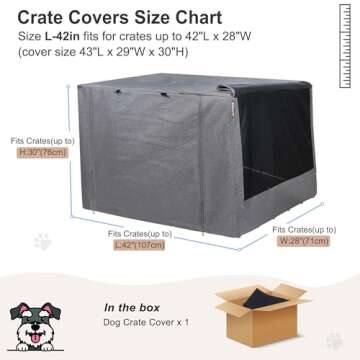 HiCaptain Folding Metal Dog Crate Cover for 42 Inch Wire Pet Cage (Two-Tone Gray)