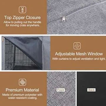 HiCaptain Dog Crate Cover for 42 Inch Wire Crates