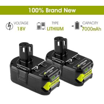 Upgraded 7.0Ah 2Packs P108 18V Battery Compatible with Ryobi 18V ONE+ Battery Replacement P108 P102 ...