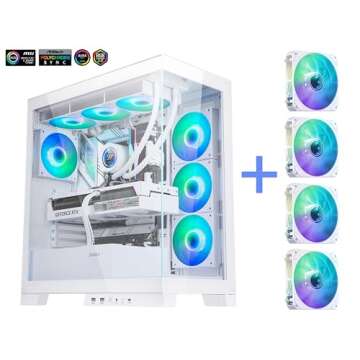 SAMA NEVIEW 4503 White Airflow Full Tower Case ATX PC Gaming Case Dual Tempered Glass 4X12CM ARGB Fa...