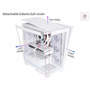 SAMA NEVIEW 4503 White Airflow Full Tower Case ATX PC Gaming Case Dual Tempered Glass 4X12CM ARGB Fan Pre-Install USB3.0X2 Type C Included 360mm AIO Support at Top