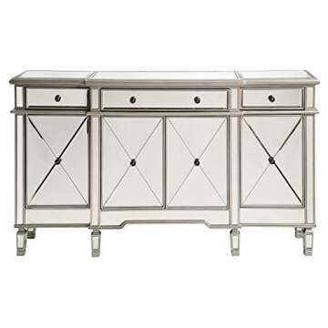 Elegant Lighting 3 Drawer Cabinet in Silver Clear 60"