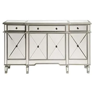 Elegant Lighting 3 Drawer Cabinet in Silver Clear 60"