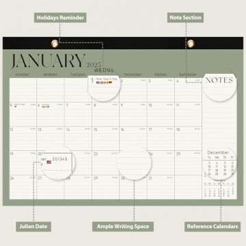 Desk Calendar 2025, January 2025 to June 2026, 18 Months, Large Size 17" x 12" Desktop/Wall Monthly ...