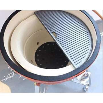 Half Moon Reversible Griddle for Kamado Joe Cast Iron KJ23RHC Classic II KJ23NRHCI Classic III KJ23RH Classic I Stand-Alone, Large Big Green Egg Grill Grids Grates Vision Grill VGKSS-CC2 B-11N1A1-Y2A