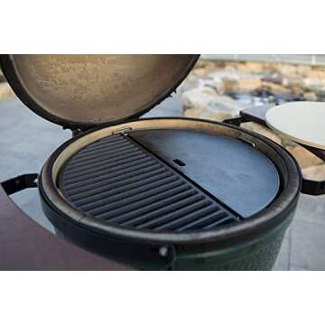 Half Moon Reversible Griddle for Kamado Joe Cast Iron KJ23RHC Classic II KJ23NRHCI Classic III KJ23RH Classic I Stand-Alone, Large Big Green Egg Grill Grids Grates Vision Grill VGKSS-CC2 B-11N1A1-Y2A