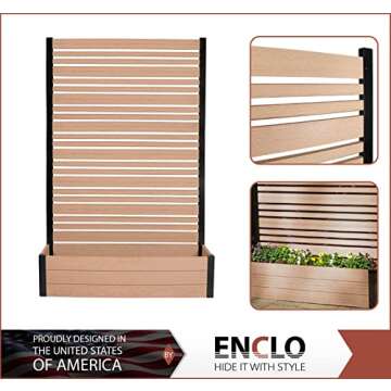 Enclo Florence Cedar Color Freestanding Privacy Screen with Planter Box
