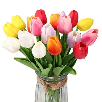 30pcs Real Touch Tulips - Vibrant Artificial Flower Decor