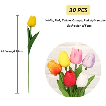 Real Touch Tulips - 30pcs Multi Color Spring Decor