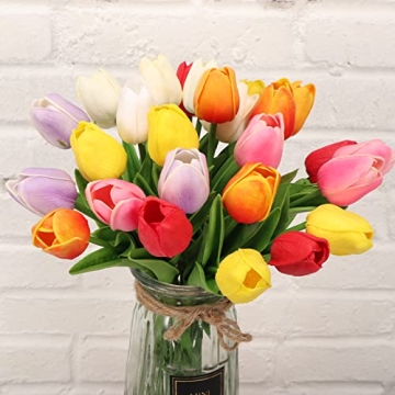Real Touch Tulips - 30pcs Multi Color Spring Decor
