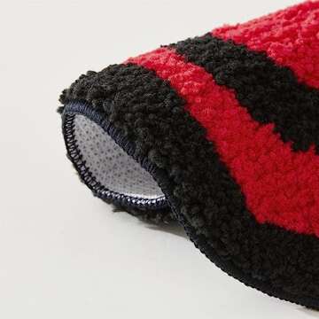 Estmy Cute Hippie Funky 3ft Round Rug for Bathroom Bedroom Dorm Kitchen Non Slip Washable, Happy Face Red and Black Retro Vintage Trippy Aesthetic Circle Throw Accent Rugs Bath Mat