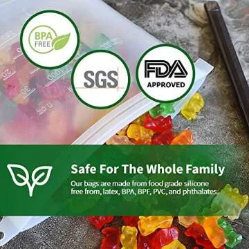 Reusable Silicone Bags for Food Storage and Sandwich Bags - 2 Large & 2 Medium - Leakproof Reusable Silicone Bags and Resealable Lunch Snack Containers | Maintain Freshness and Food Quality Zero Waste