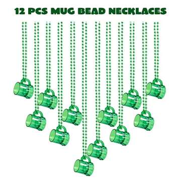 JOYIN 12 PCS St Patrick's Green Mug Bead Necklaces for Kids Women Men, for Mardi Gras, St. Patrick's...