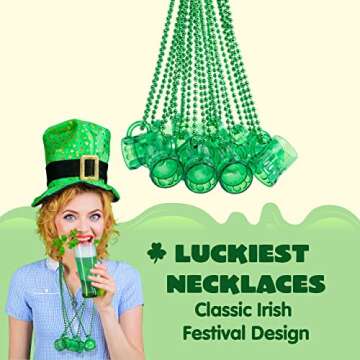 St. Patrick's Green Mug Bead Necklaces Set for Any Celebration
