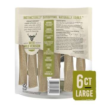 Prime Bones Natural Large Dog Treats with Wild Venison