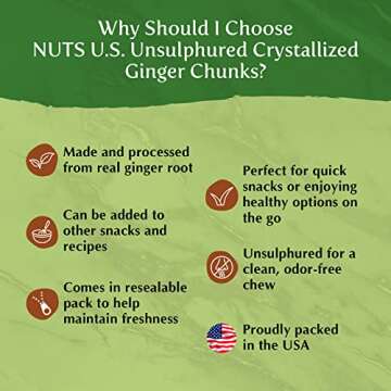 NUTS U.S. Unsulphured Crystallized Ginger Chunks 2 lbs