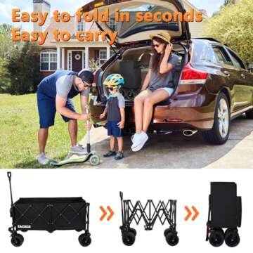 EAYNON 42" Collapsible Wagon with 500LB Capacity