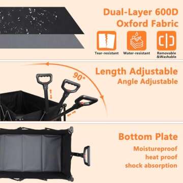 EAYNON 42" Collapsible Wagon with 500LB Capacity