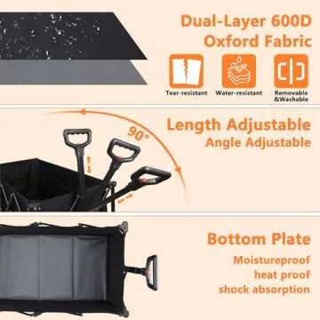 EAYNON 42" Collapsible Wagon with 500LB Capacity