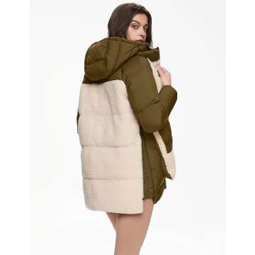 Orolay Women's Sherpa Jacket Thickened Puffer Down Coat Fuzzy Fleece Jacket Beech M