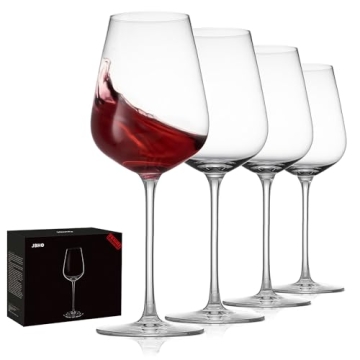 JBHO Elegant Hand Blown Bordeaux Wine Glasses Set of 4