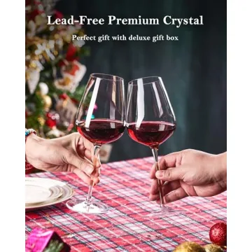 JBHO Elegant Hand Blown Bordeaux Wine Glasses Set of 4