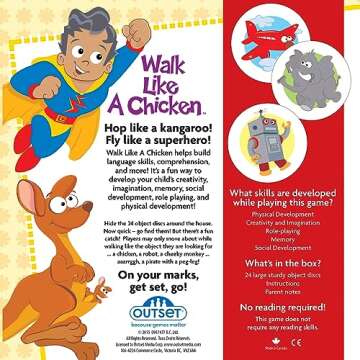 Walk Like A Chicken - No Reading Required, Hide & Seek Role-Playing Activity Game, Preschool & Kids, Children's Social & Physical Developmental Game, Outset Media, Ages 3+, 2+ Players
