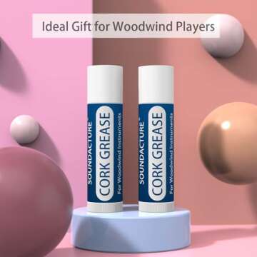 SOUNDACTURE 2PCS Cork Grease for Clarinet, Saxophone, Alto Sax, Woodwind Instrument Maintenance, Lubricant for Cork Joints, Easy-to-Use Grease Tube for Woodwind Care