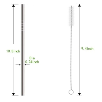 Eco-Friendly HuaQi Stainless Steel Straws Set of 10