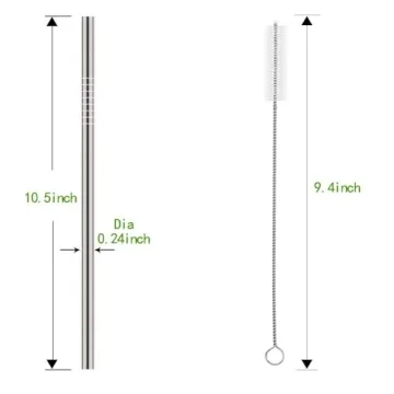 Eco-Friendly HuaQi Stainless Steel Straws Set of 10